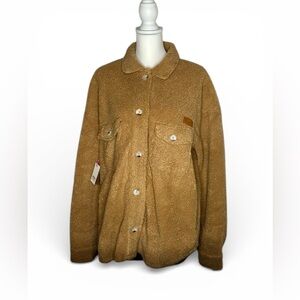 NWT Simply Southern fuzzy teddy jacket XL in Coffee